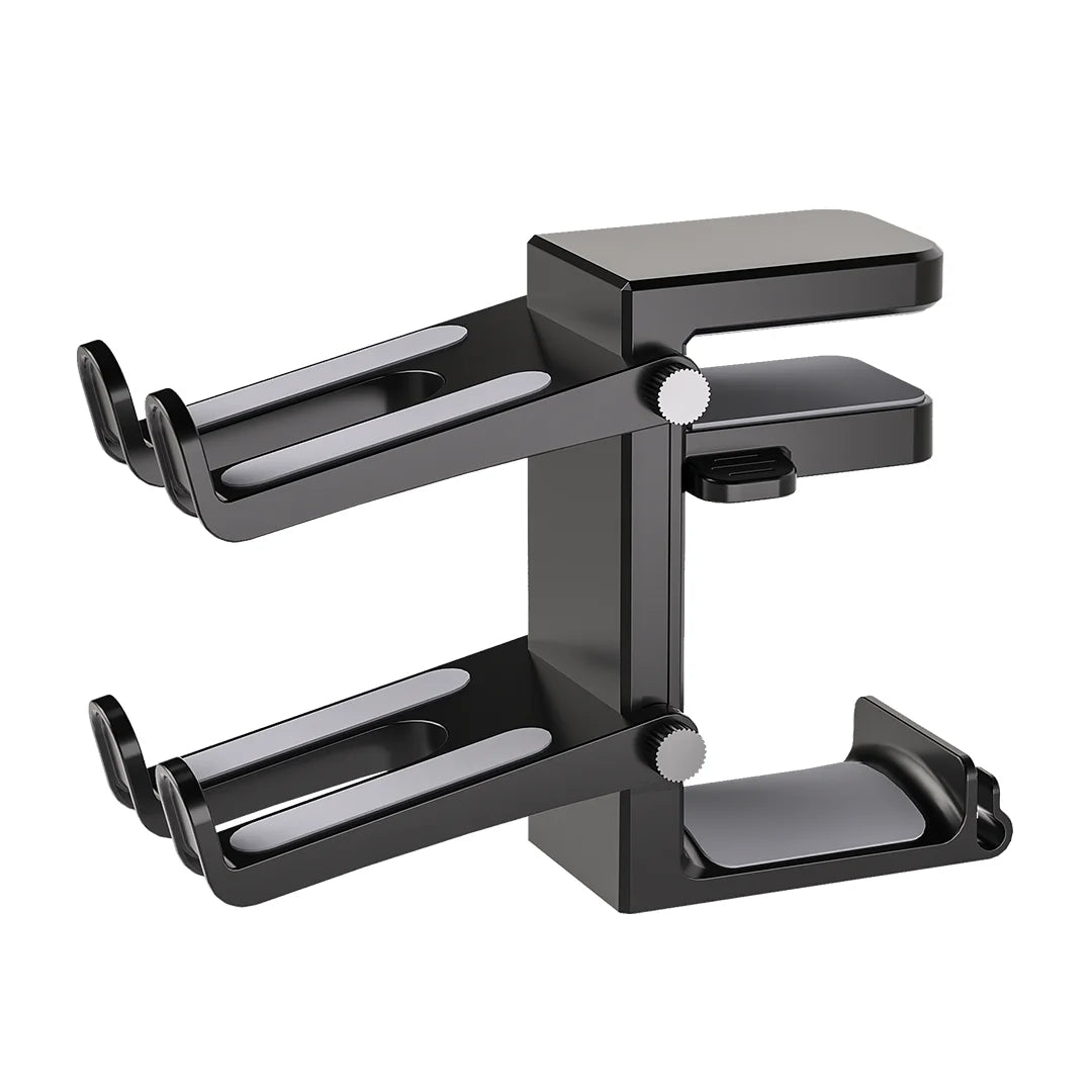 Black adjustable stand on a white background