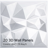 Set of 20 geometric 3D wall panels with text indicating coverage area.