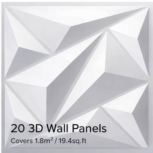 20 3D wall panels with geometric design on a white background